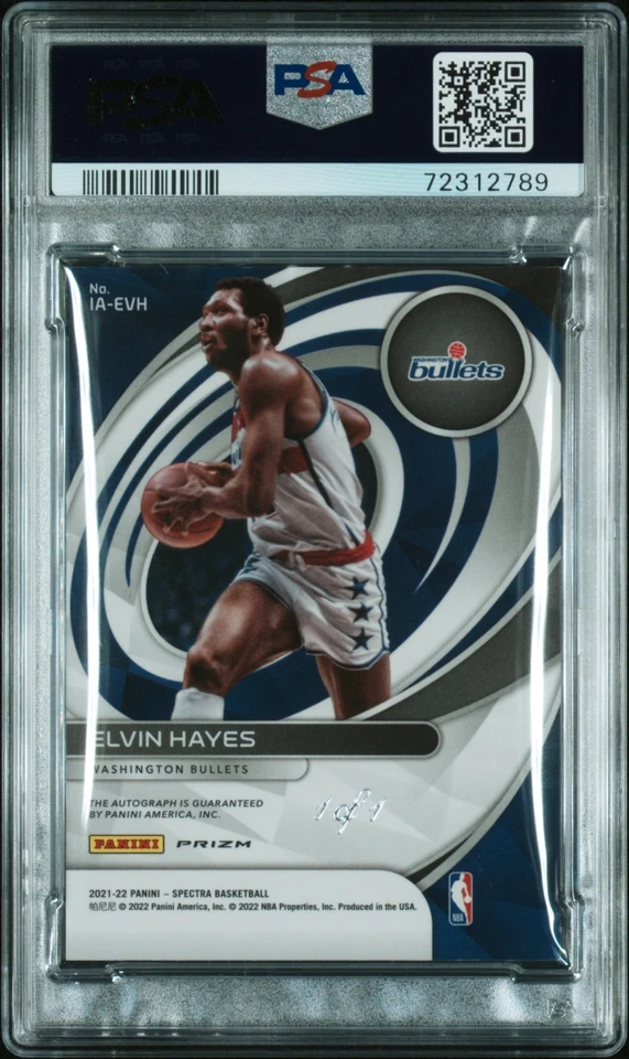 2021-22 PANINI SPECTRA 1/1 ELVIN HAYES 1 OF 1 Icons AUTO NEBULA PSA 9 HOF Bullet - Image 2 of 4