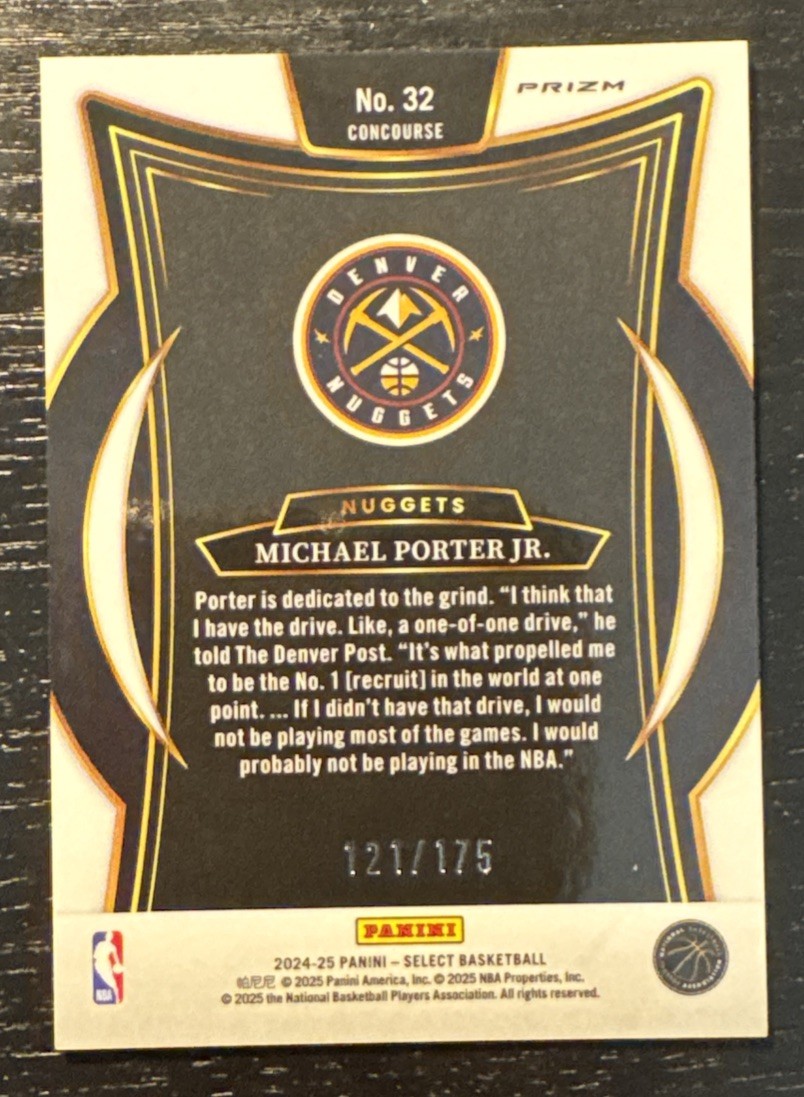 2024-25 Select Basketball Michael Porter Jr Maroon Prizm 121