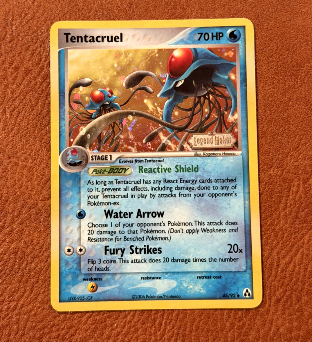 Pokemon: Tentacruel Legend Maker 45/92 Reverse Holo Stamped - NM!