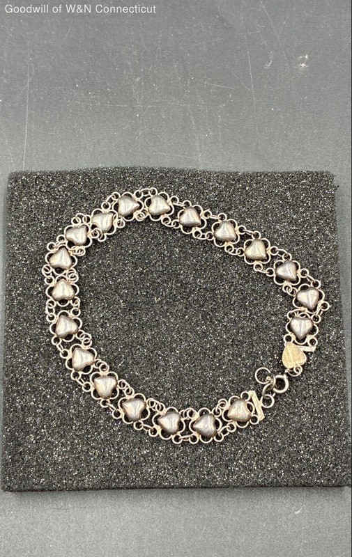 925 Sterling Silver Heart Anklet 10.57g