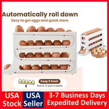 4-Tier Roll down Refrigerator Egg Dispenser Auto Rolling Egg Holder Storage Rack