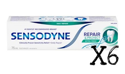 75ml Sensodyne Repair & Protect Daily Repair Toothpaste Extra Fresh x6 Novamin
