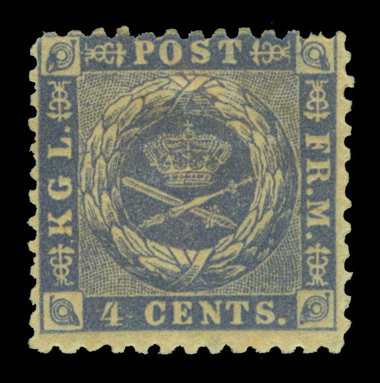 DANISH WEST INDIES (DWI) 1873 Coat of Arms 4c blue - perf. - Scott # 4 mint MH - Image 2 of 4