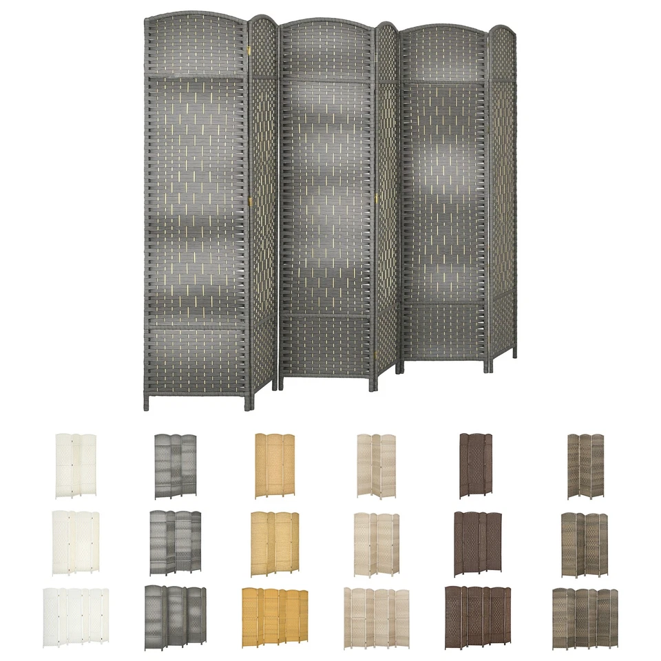 HOMCOM Panel Room Divider Hand-Woven Freestanding Partition Mixed
