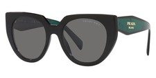 Prada PR 14WS 1AB5Z1 Black - Green 52mm Sunglasses / New / Authentic