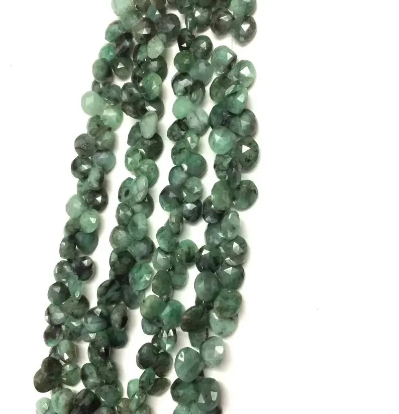 天然翡翠刻面心形三角形散装宝石 8 英寸珠 12-15 毫米 — 第 2/4 张图片