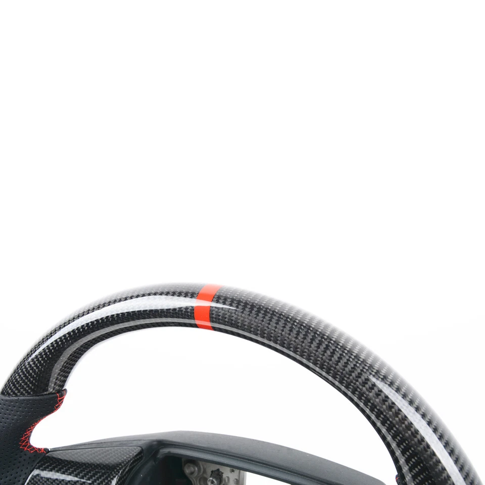 3K Carbon Fiber Steering Wheel For Ford F150 Raptor 09-14 Red Ring Nappa Grips - Image 3 of 4