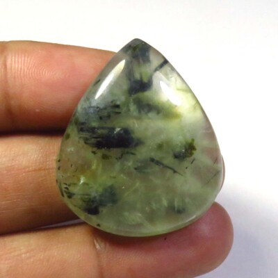 Natürlich Prehnit Rutil Cabochon 53cts Grün Prehnit Edelstein 32x27mm PRT-193