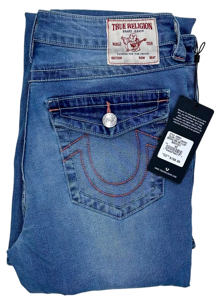 True Religion Women's Beeca Flap Pocket Bootcut Stretch Jeans in Light  Larima