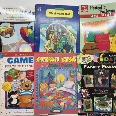 Vintage Teachers Resource Bundle of 6 Books and Activity Books Crafts Stickers