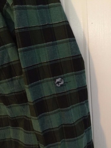 Girl's long sleeve button down shirt size 14, green black, metallic -347 - Picture 5 of 6
