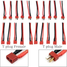 10 Pairs T Plug Connector Female and Male with 14AWG Silicon Wire for RC US