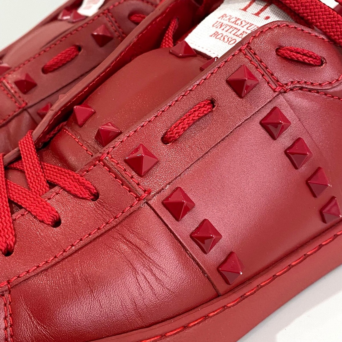 VALENTINO GARAVANI RED STUDDED ROCKSTUD UNTITLED ROSSO