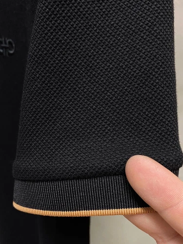 New Salvatore Ferragamo Men Cotton Polo Half Zip Logo Black - Picture 8 of 10