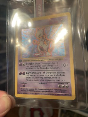 Pokémon TCG Mewtwo Base Set 10/102 Holo 1st Edition Holo Rare