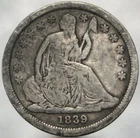 1839 Seated Liberty Dime F details