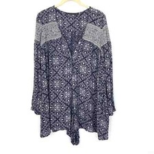 Zara Trafaluc Size Small Floral Boho Romper Long Sleeve Pockets Button Front