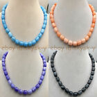 Barrel Beads Necklace 18' 9x11mm Natural Aquamarine/Labradorite/Ja de Gemstone