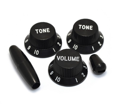 Black Knob/Trem/Switch Tip Set for Fender Stratocaster/Strat® PK-0178-023