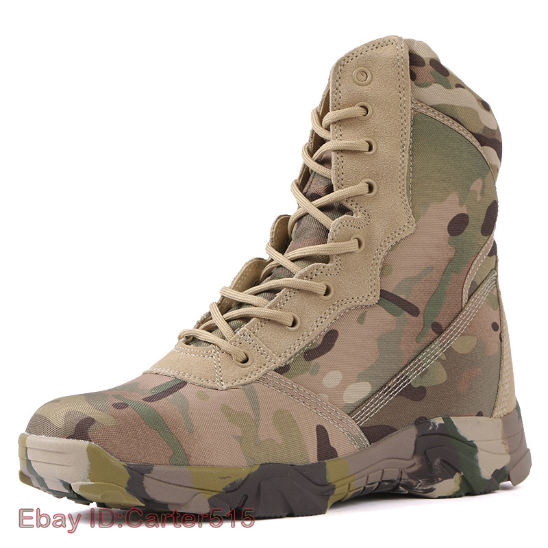 Mens Military Lace Up Camo Shoes Tactical Combat Desert High  display picture 2