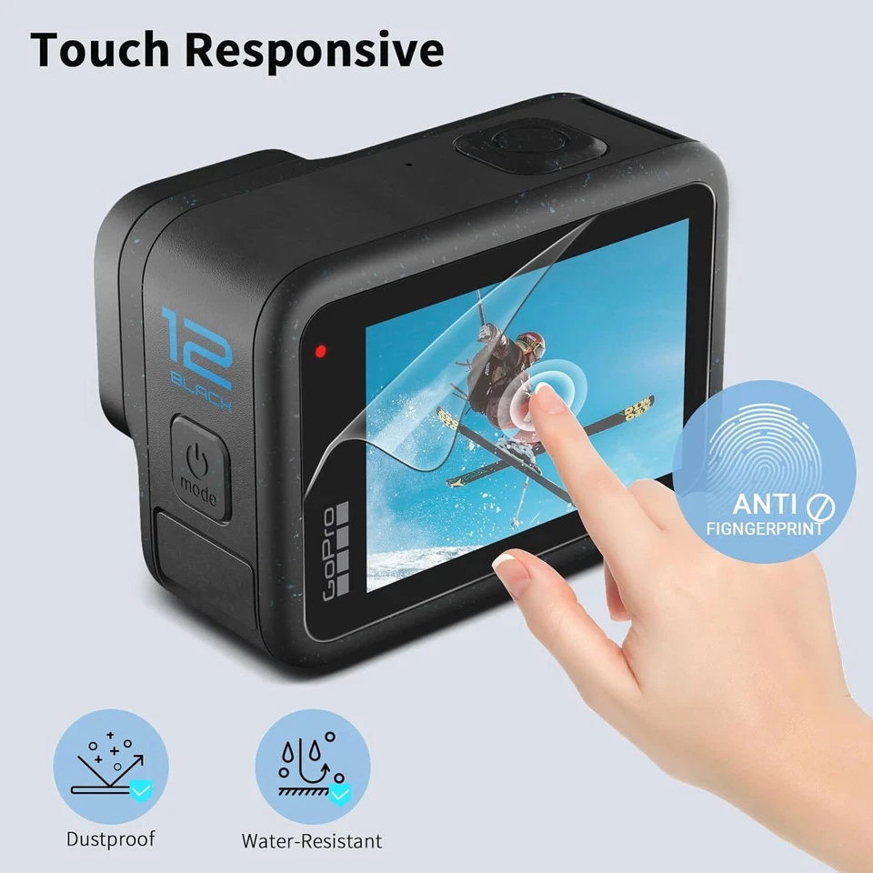 2x Protector de Pantalla de Vidrio Templado Antihuellas Dactilares para GoPro HERO 12 11 10 Negro Foto 4 de 4