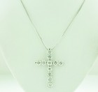 14k Solid White gold Natural Diamond Cross pendant 2.85 ct shared prong huge  — photo 5