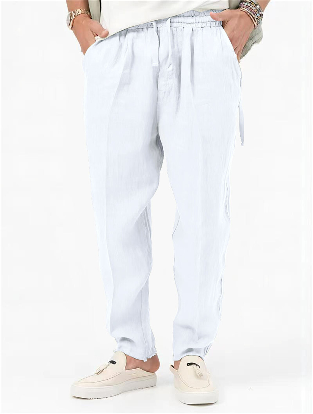 Mens Baggy Pants Drawstring Linen Casual Yoga Beach Hip Hop Pants