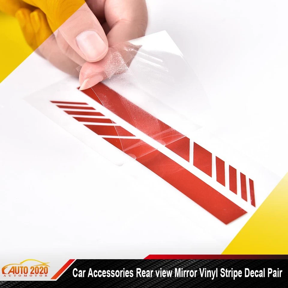 Red 5D Rearview Mirror Cover Car Sticker Trim Reflective Stripe Decal Waterproof Foto 2 de 4