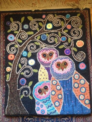 RUG HOOKING CRAFT PAPER PATTERN Owls and Tree FOLK ART PRIMITIVE Karla Gerard - Picture 3 of 3