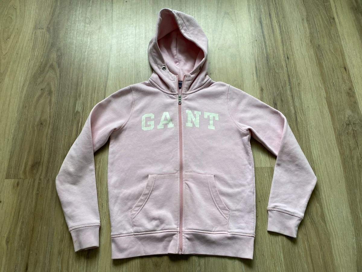GANT Women s Pale Pink Big Logo Zip Hoodie Jumper Size XS