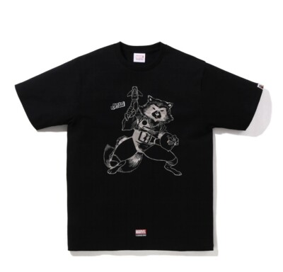 100% Authentic BAPE x MARVEL ROCKET RACOON Shirt XL | eBay