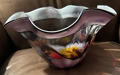 Viz Art Glass Inc. Bowl Multicolor Lavender  (H 8 x W 13 )