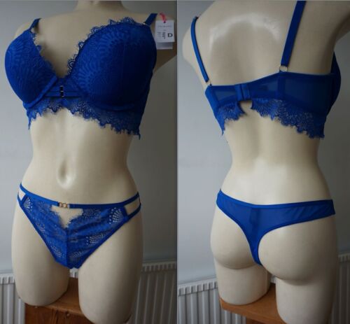 NEW Primark Maximise+2 Cup Sizes Fab Cobalt Lace Top Sexy Long-line Bra Set - Picture 3 of 12