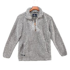 Simply Southern Sherpa 1/4 Zip Sweater Womens Grey Faux Fur Long Sleeve Size S