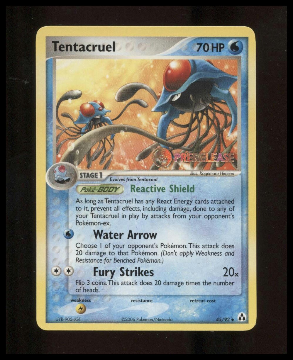 Pokemon EX Legend Maker Tentacruel Prerelease Stamp Promo #45 Near Mint