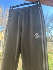 Adidas Track jogger Pants Youth Size XL Gray White Stripes Polyester Activewear