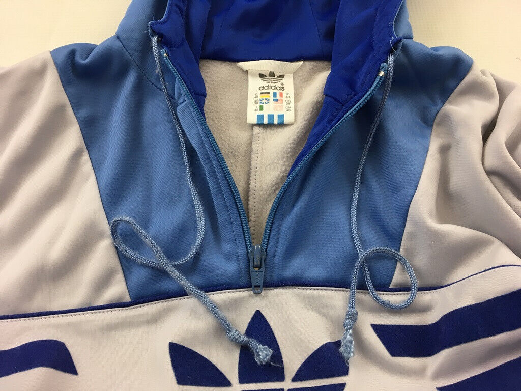 Adidas 1980s Longbeach hoodie hooded track top blue grey Adidas 1980s Longbeach hoodie hooded track top blue grey