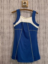 Tail golf dress womens medium blue with white trim yellow stitching (shi1330T)