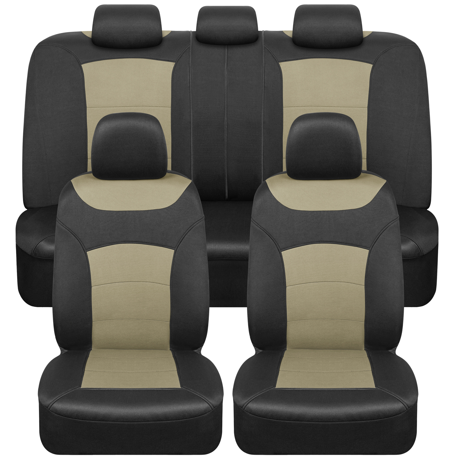 Turismo Beige Car Seat Covers Full Set Front and Rear Bench for Auto Truck SUV