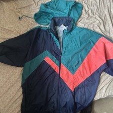 Adidas 90s Windbreaker Track Jacket Vtg Hood In Collar Light Weight SM/MED