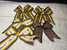 Lot of Pony Tail Cheer Dance Large Hair Bows Brown Yellow