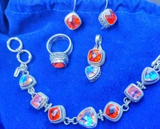 SARDA earrings, pendant, ring & bracelet set 4pcs.