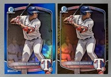 2- 2025 Bowman Chrome Prospects Pablo Guerrero Blue Refractor 048/150, Reptilian