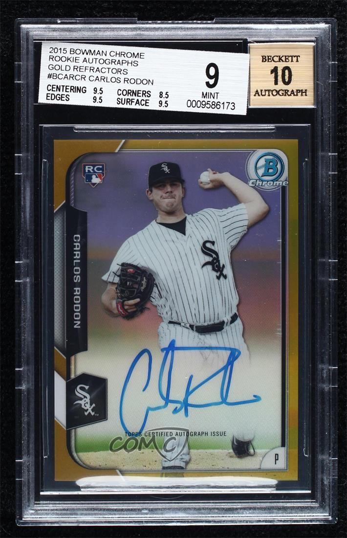 2015 Bowman Chrome Rookie Gold Refractor 16/50 Carlos Rodon BGS 9 MINT Auto 1b0