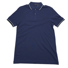 Fred Perry M3600 Twin Tipped Pique Polo Shirt Mens Small Slim Fit Tennis Blue