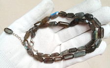 Blue Fire Labradorite Necklace, Faceted Beads, Hand Knotted, Gemstone Jewelry