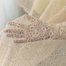 Apricot Circle Mesh Lace Fabric Geometric Hollow Out Net for Bridal Craft