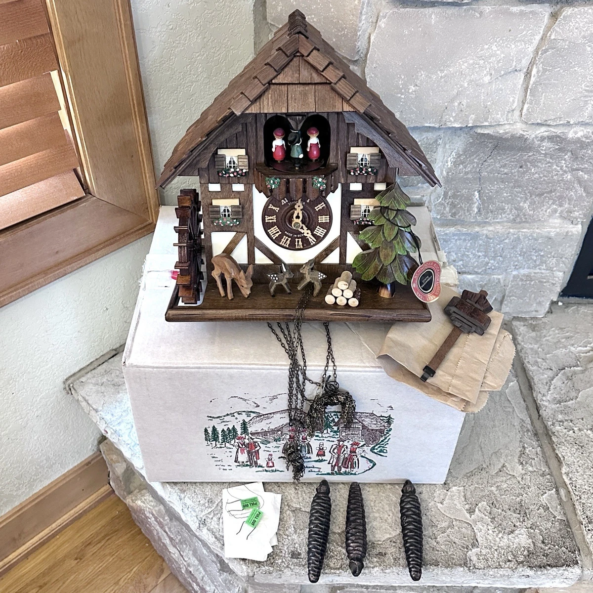 Coucou Ancien Anton Schneider – Horloge Murale Mécanique Bois, Bel état