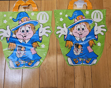 Vtg McDonalds 1990 Halloween Vinyl Trick or Treat Happy Meal Bags Glow in Dark