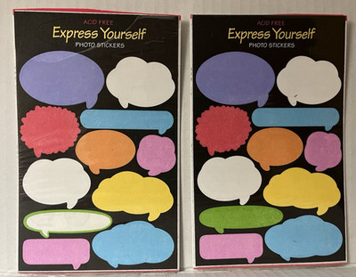2 Sandylion ''Express Yourself'' speech bubble photo stickers--pre-owned (opened)